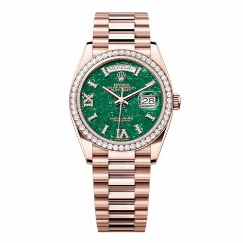 Rolex Day-Date 36 Everose Gold - Diamond / Green Aventurine / President 128345RBR-0068 (M128345RBR-0068)